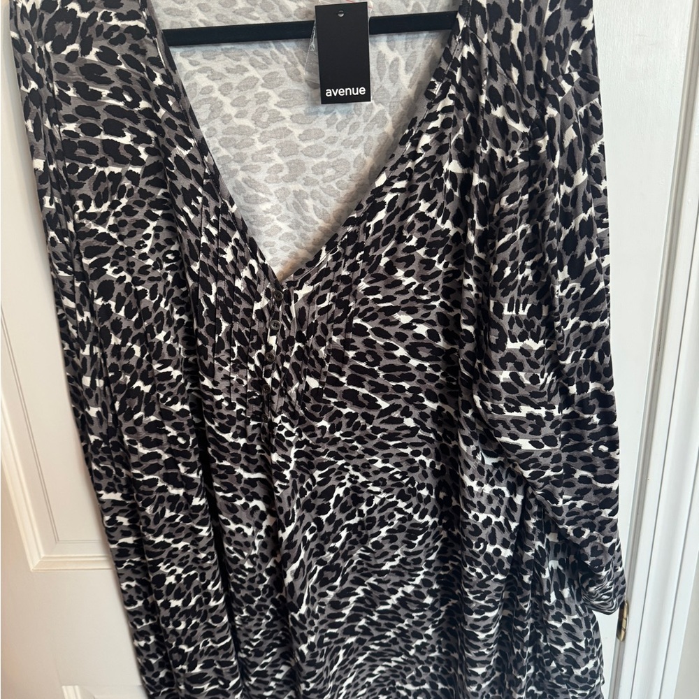 Avenue Black and White Animal Print Dress